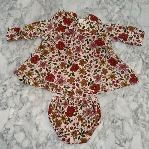 NWT ANGEL DEAR FLORAL NEUTRAL DRESS SET 3/6M